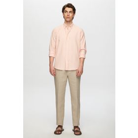 D's Damat 0HC02ORT11265 Slim Fit Turuncu Çizgili Gömlek