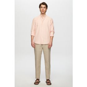 D's Damat 0HC02ORT11265 Slim Fit Turuncu Çizgili Gömlek