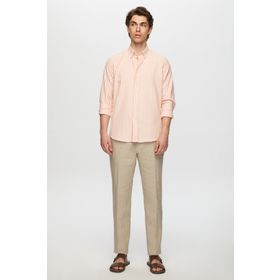 D's Damat 0HC02ORT11265 Slim Fit Turuncu Çizgili Gömlek