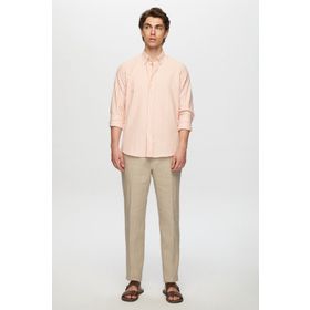 D's Damat 0HC02ORT11265 Slim Fit Turuncu Çizgili Gömlek