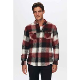 D's Damat 1HC02ORTODN03 Slim Fit Bordo Ekose Oduncu Gömlek