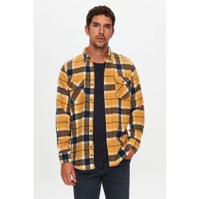 D's Damat 1HC02ORTODN03 Slim Fit Hardal Ekose Oduncu Gömlek