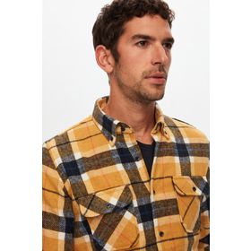 D's Damat 1HC02ORTODN03 Slim Fit Hardal Ekose Oduncu Gömlek