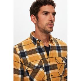 D's Damat 1HC02ORTODN03 Slim Fit Hardal Ekose Oduncu Gömlek
