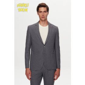 D's Damat 1HC05IM02577M Slim Fit Gri Baskılı Kırışmayan Sihirli Takım Elbise