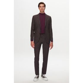 D's Damat 1HC05IM05577M Slim Fit Kahverengi Baskılı Kırışmayan Sihirli Takım Elbise