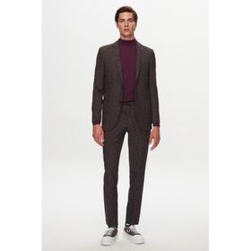 D's Damat 1HC05IM05577M Slim Fit Kahverengi Baskılı Kırışmayan Sihirli Takım Elbise