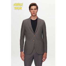 D's Damat 1HC05IM09577M Slim Fit Gri Baskılı Kırışmayan Sihirli Takım Elbise