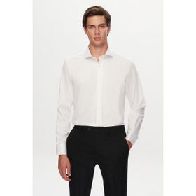 D's Damat 1HE02SG00139M Slim Fit Beyaz Düz %100 Pamuk Gömlek