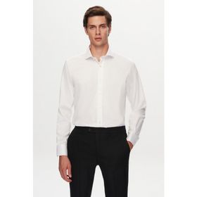 D's Damat 1HE02SG00139M Slim Fit Beyaz Düz %100 Pamuk Gömlek