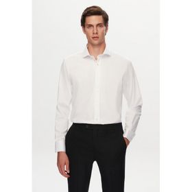 D's Damat 1HE02SG00139M Slim Fit Beyaz Düz %100 Pamuk Gömlek