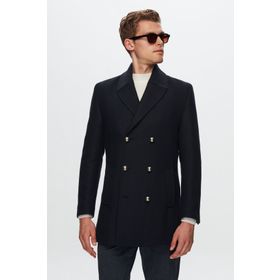 D's Damat 1HF0832255049 Regular Fit Lacivert Balıksırtı Palto