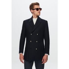 D's Damat 1HF0832255049 Regular Fit Lacivert Balıksırtı Palto
