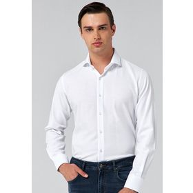 D's Damat 2HF02ORT3185 Slim Fit Beyaz İtalyan Yaka Erkek Gömlek