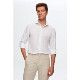 D's Damat 2HF02ORT3185 Slim Fit Beyaz İtalyan Yaka Erkek Gömlek