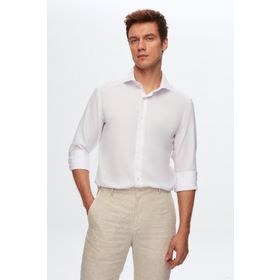 D's Damat 2HF02ORT3185 Slim Fit Beyaz İtalyan Yaka Erkek Gömlek