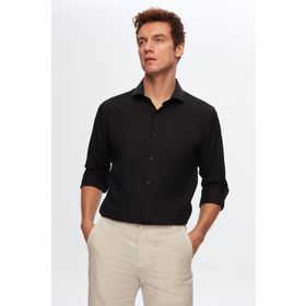 D's Damat 2HF02ORT3185 Slim Fit Siyah İtalyan Yaka Erkek Gömlek