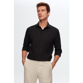 D's Damat 2HF02ORT3185 Slim Fit Siyah İtalyan Yaka Erkek Gömlek