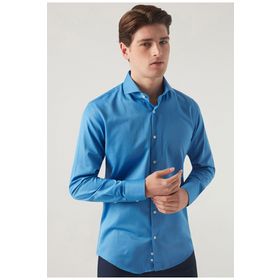 D's Damat 2HF02ORT4185 Slim Fit Açık Mavi İtalyan Yaka Erkek Gömlek