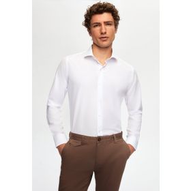 D's Damat 2HF02ORT4185 Slim Fit Beyaz İtalyan Yaka Erkek Gömlek
