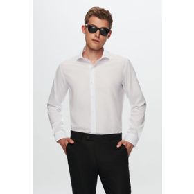 D's Damat 2HF02ORT4185 Slim Fit Beyaz İtalyan Yaka Erkek Gömlek