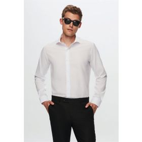 D's Damat 2HF02ORT4185 Slim Fit Beyaz İtalyan Yaka Erkek Gömlek