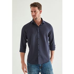D's Damat 2HF02ORT4185 Slim Fit Lacivert İtalyan Yaka Erkek Gömlek