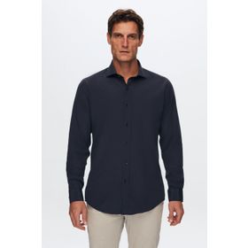 D's Damat 2HF02ORT4185 Slim Fit Lacivert İtalyan Yaka Erkek Gömlek