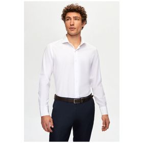 D's Damat 2HF02ORT5185 Slim Fit Beyaz İtalyan Yaka Erkek Gömlek