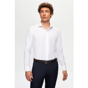 D's Damat 2HF02ORT5185 Slim Fit Beyaz İtalyan Yaka Erkek Gömlek