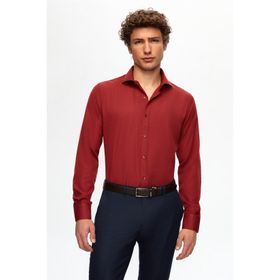 D's Damat 2HF02ORT5185 Slim Fit Bordo İtalyan Yaka Erkek Gömlek