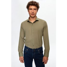 D's Damat 2HF02ORT5185 Slim Fit Haki İtalyan Yaka Erkek Gömlek