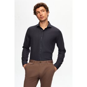 D's Damat 2HF02ORT5185 Slim Fit İtalyan Yaka Siyah Erkek Gömlek