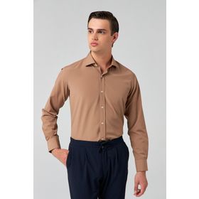 D's Damat 2HF02ORT5185 Slim Fit Kahverengi Italyan Yaka Erkek Gömlek