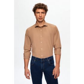 D's Damat 2HF02ORT5185 Slim Fit Kahverengi Italyan Yaka Erkek Gömlek