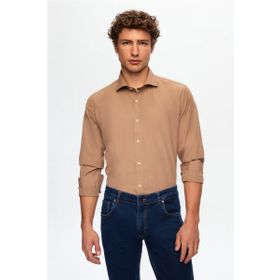 D's Damat 2HF02ORT5185 Slim Fit Kahverengi Italyan Yaka Erkek Gömlek