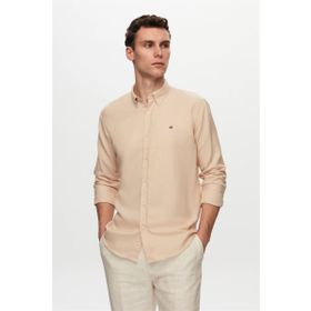 D's Damat 4HC02ORT03265 Slim Fit Bej Oxford Nakışlı Gömlek