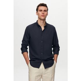 D's Damat 4HC02ORT03265 Slim Fit Lacivert Oxford Nakışlı Gömlek