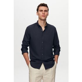 D's Damat 4HC02ORT03265 Slim Fit Lacivert Oxford Nakışlı Gömlek