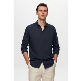 D's Damat 4HC02ORT03265 Slim Fit Lacivert Oxford Nakışlı Gömlek