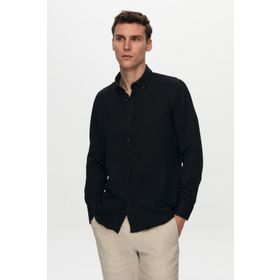 D's Damat 4HC02ORT03265 Slim Fit Siyah Oxford Nakışlı Gömlek