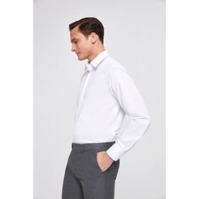 D's Damat 4HF02HD15100M801 Beyaz Regular Fit Armürlü Erkek Gömlek