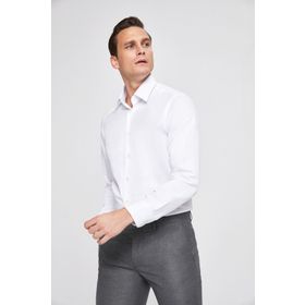 D's Damat 4HF02HD15100M801 Beyaz Regular Fit Armürlü Erkek Gömlek