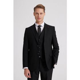 D's Damat 4HFY5ORT01599 Slim Fit Siyah Yelekli Takım Elbise