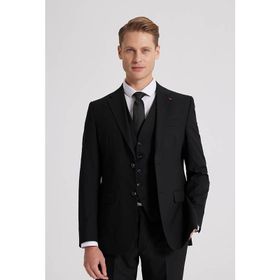D's Damat 4HFY5ORT01599 Slim Fit Siyah Yelekli Takım Elbise