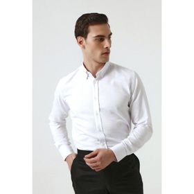 D's Damat 5HC02ORT07265 Slim Fit Beyaz Armürlü Erkek Gömlek