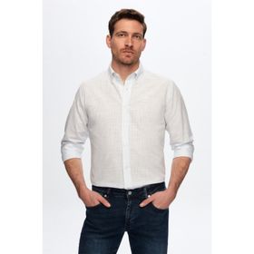 D's Damat 5HC02ORT07265 Slim Fit Beyaz Armürlü Erkek Gömlek