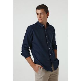 D's Damat 5HC02ORT07265 Slim Fit Lacivert Armürlü Pamuklu Gömlek