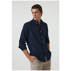 D's Damat 5HC02ORT07265 Slim Fit Lacivert Armürlü Pamuklu Gömlek