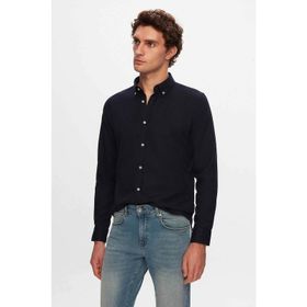 D's Damat 5HC02ORT07265 Slim Fit Lacivert Armürlü Pamuklu Gömlek